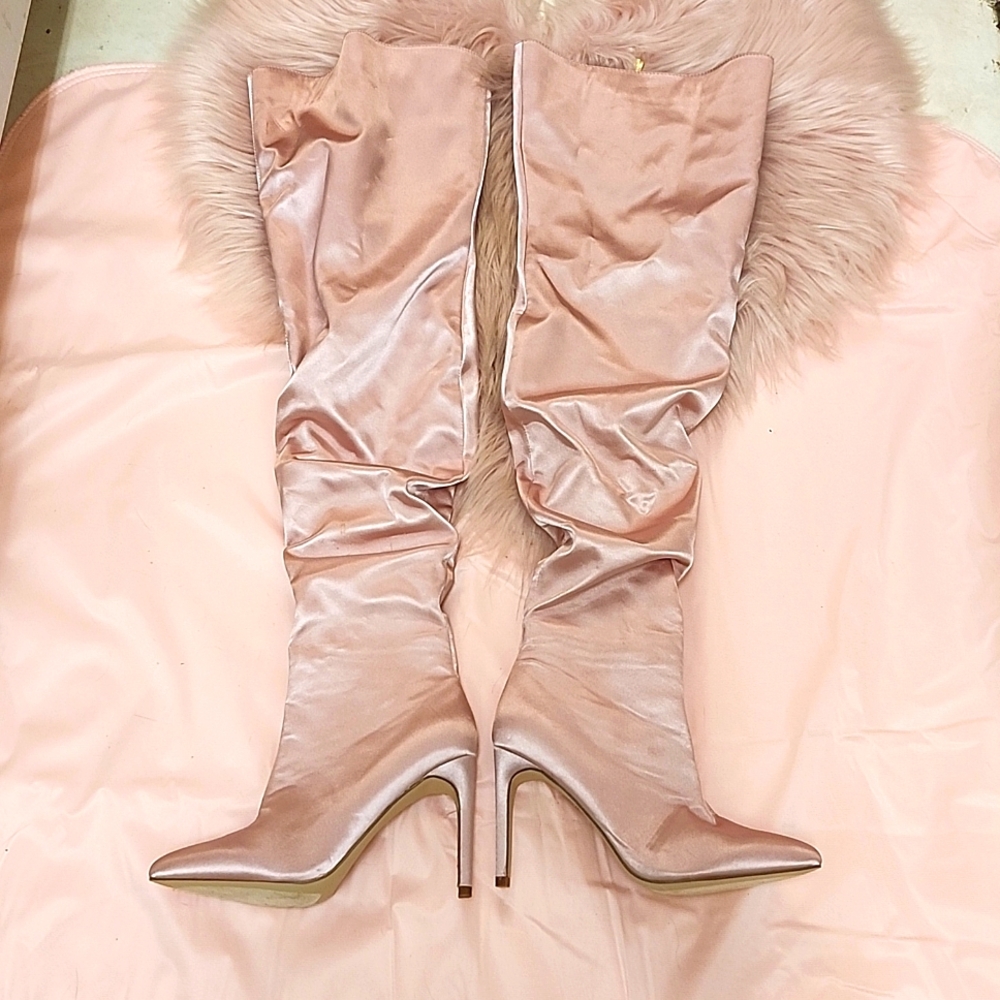 Brand New COLIN STUART SATIN STILETTO THIGH-HI BOOTS-6.5